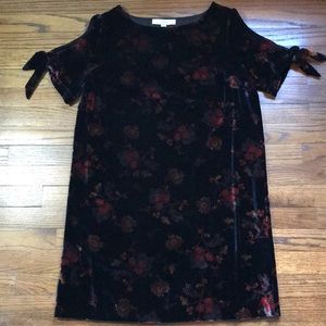 NWT LOFT velveteen cold shoulder dress, size M